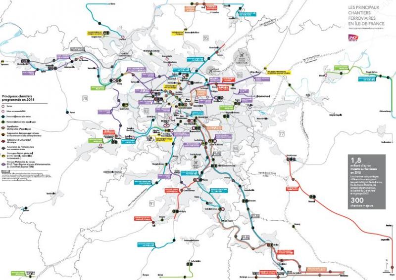 SNCF Réseau : carte des chantiers 2018