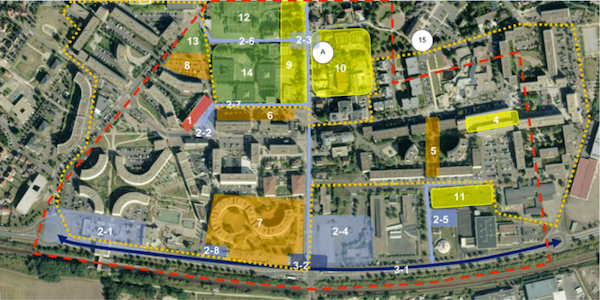 Plan de l'opération de renouvellement urbain du quartier de la Noé à Chanteloup-les-Vignes. © DR