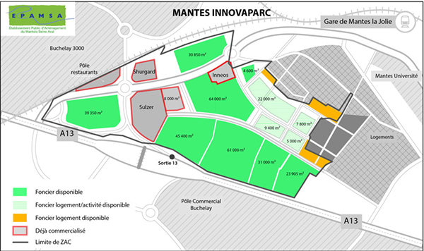 Plan d'aménagement de Mantes innovaparc. © Epamsa