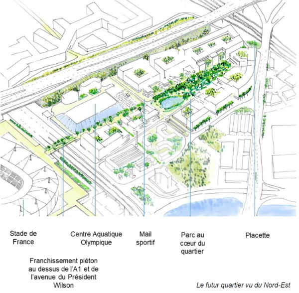 Plan d'aménagement de la ZAC de la Plaine Saulnier en phase héritage. © DR
