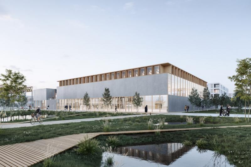 L’EPA Paris-Saclay a choisi le projet généreusement ouvert de Maaj architectes pour la réalisation du complexe sportif de l’université Paris-Saclay à Corbeville. © Maaj architectes